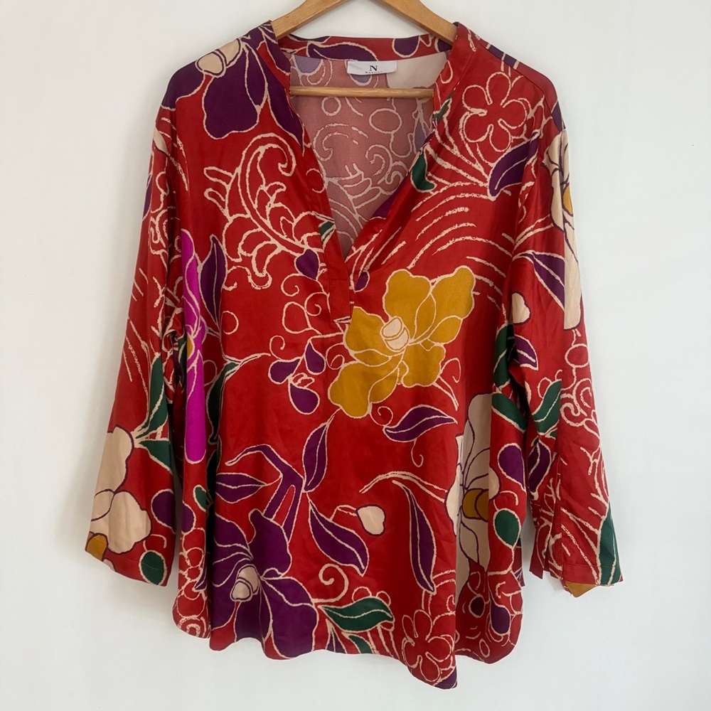 Natori Woman Satin Pajamas Lounge Set Multi Floral  Holiday Christmas Size 2X